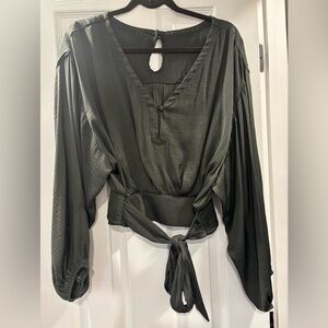 Olive green silky shirt